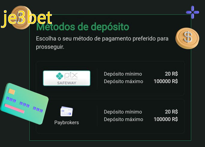 O cassino je3betbet oferece uma grande variedade de métodos de pagamento